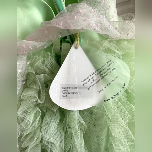 Dollcake Happily Ever After Mint Dress with Sash Girls Size 7 - Picture 6 of 6